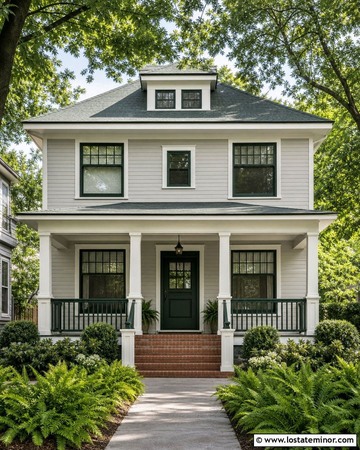 Light Grey House With Dark Green Window Frames - 30 Light Grey House Design With Window Frames Ideas