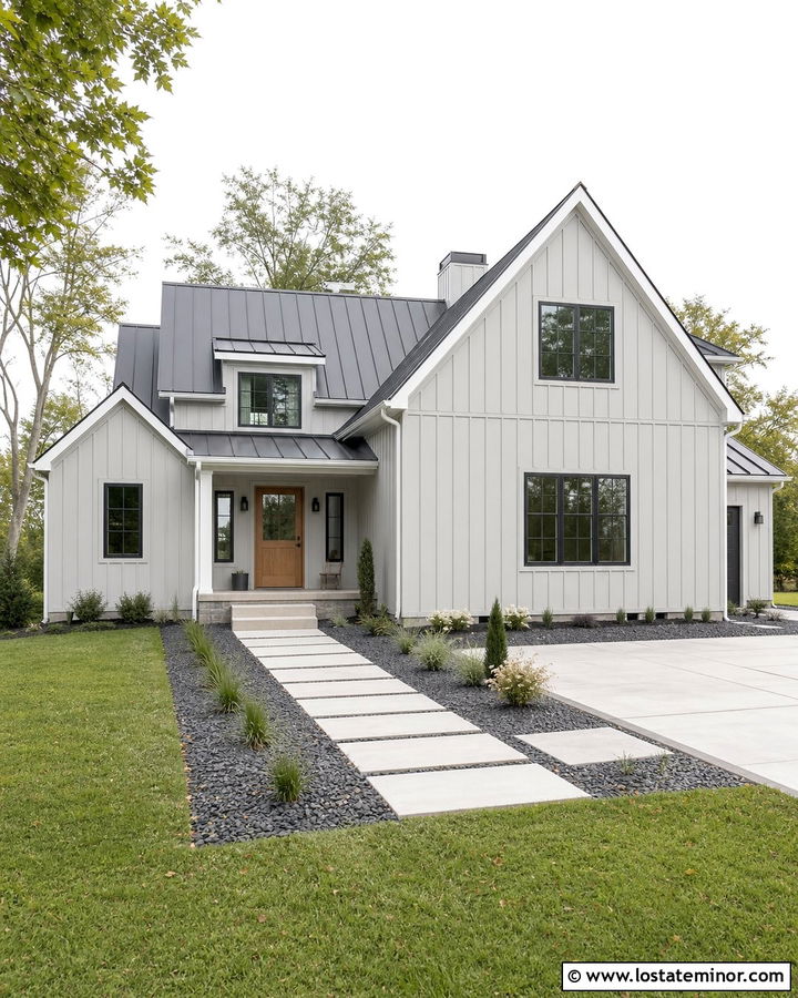 Light Grey House With Dark Grey Metal Roof - 30 Light Grey House Design With Roof Ideas