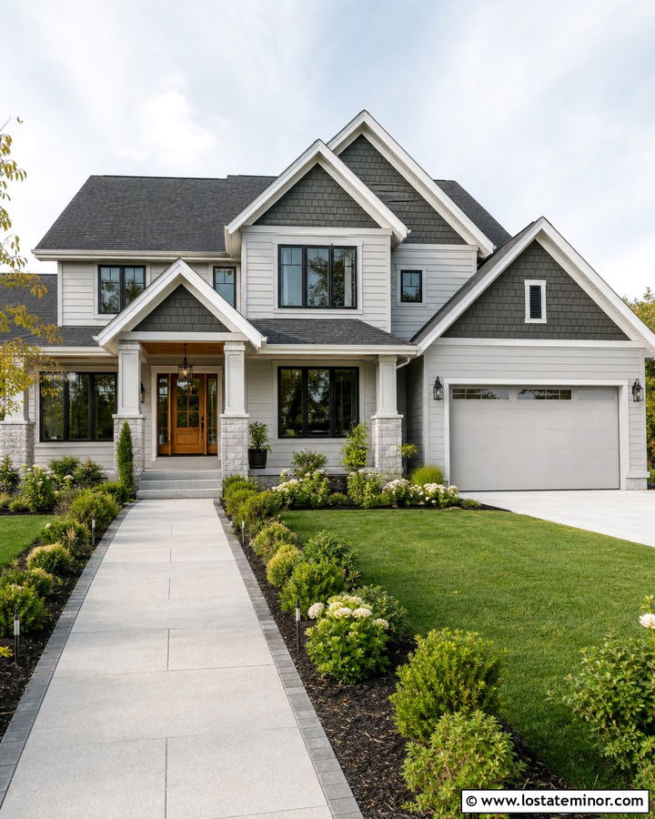 Light Grey House With Dark Grey Shingle Siding - 30 Light Grey House Design With Shingles Ideas