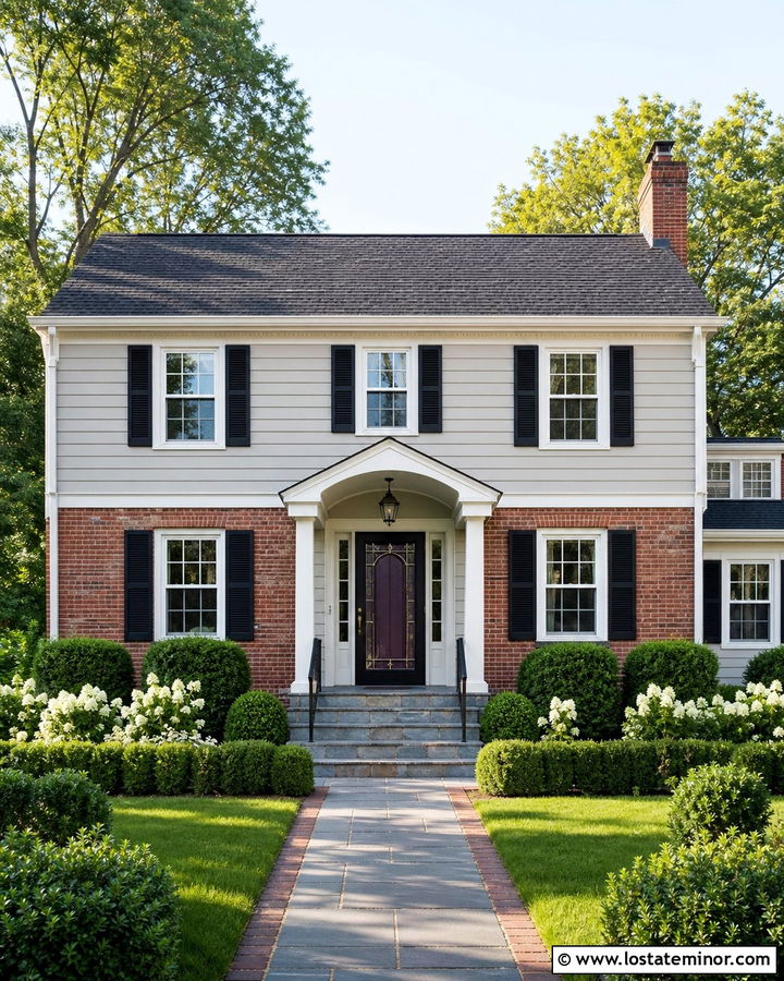 Light Grey House With Decorative Glass Storm Door - 30 Light Grey House Design With Storm Door Ideas