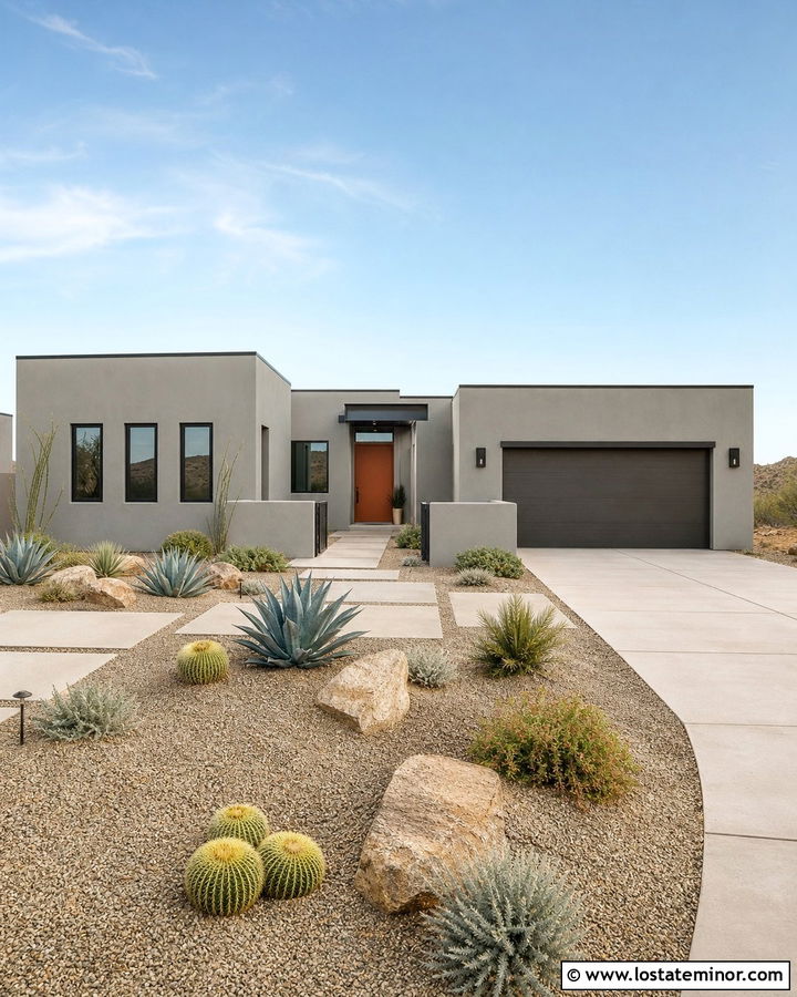 Light Grey House With Desert Landscaping - 30 Light Grey House Design With Landscaping Ideas