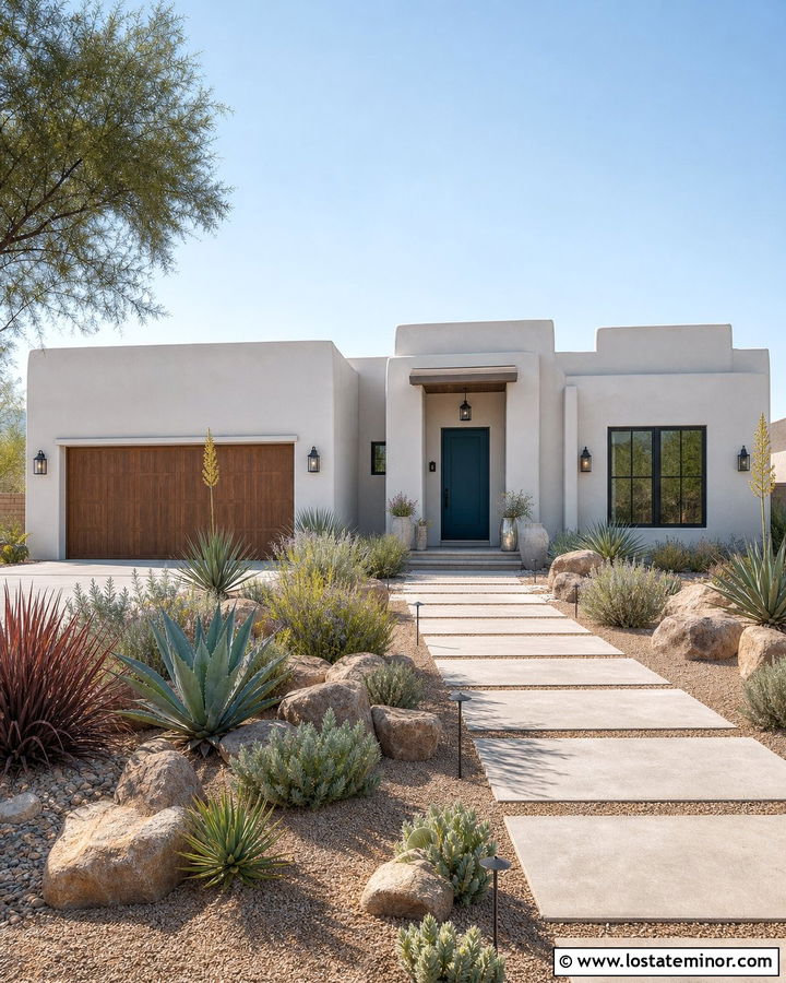 Light Grey House With Drought Tolerant Front Yard - 30 Light Grey House Design With Front Yard Ideas