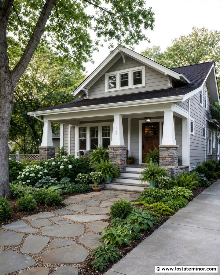 Light Grey House With Flagstone Walkway - 30 Light Grey House Design With Walkway Ideas