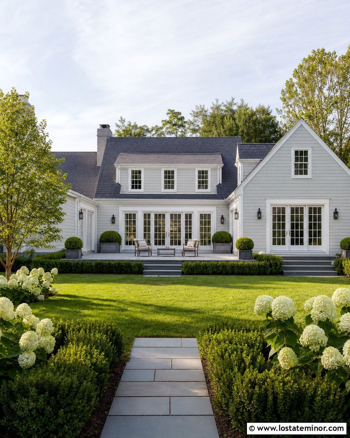 Light Grey House With French Doors - 30 Light Grey House Design With Backyard Ideas