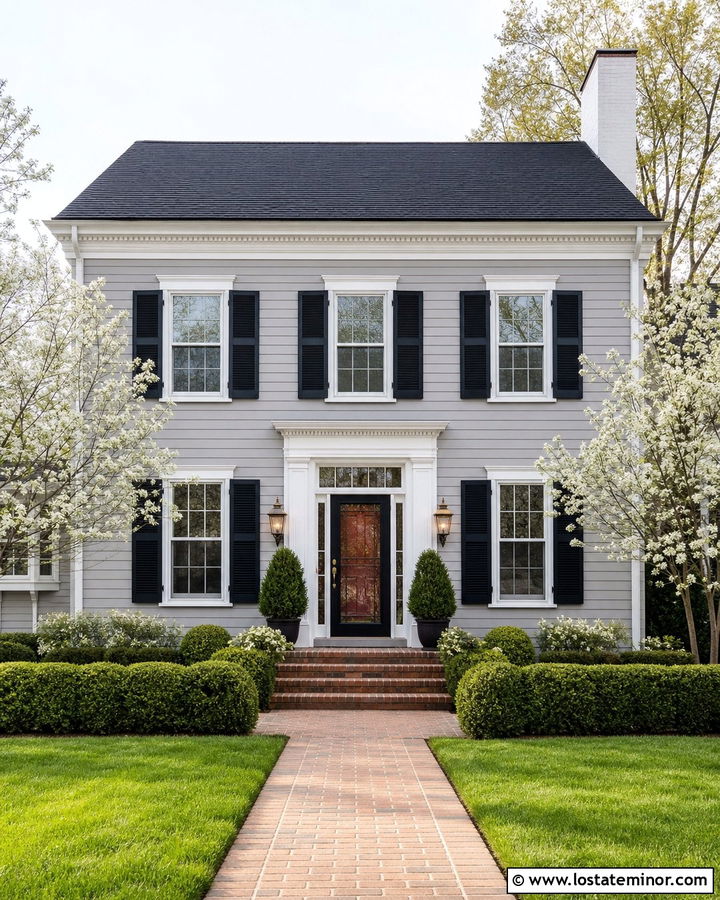 Light Grey House With Full View Storm Door - 30 Light Grey House Design With Storm Door Ideas