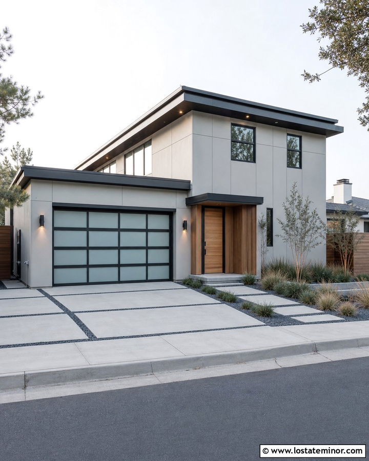 Light Grey House With Glass Garage Door - 30 Light Grey House Design With Garage Door Ideas