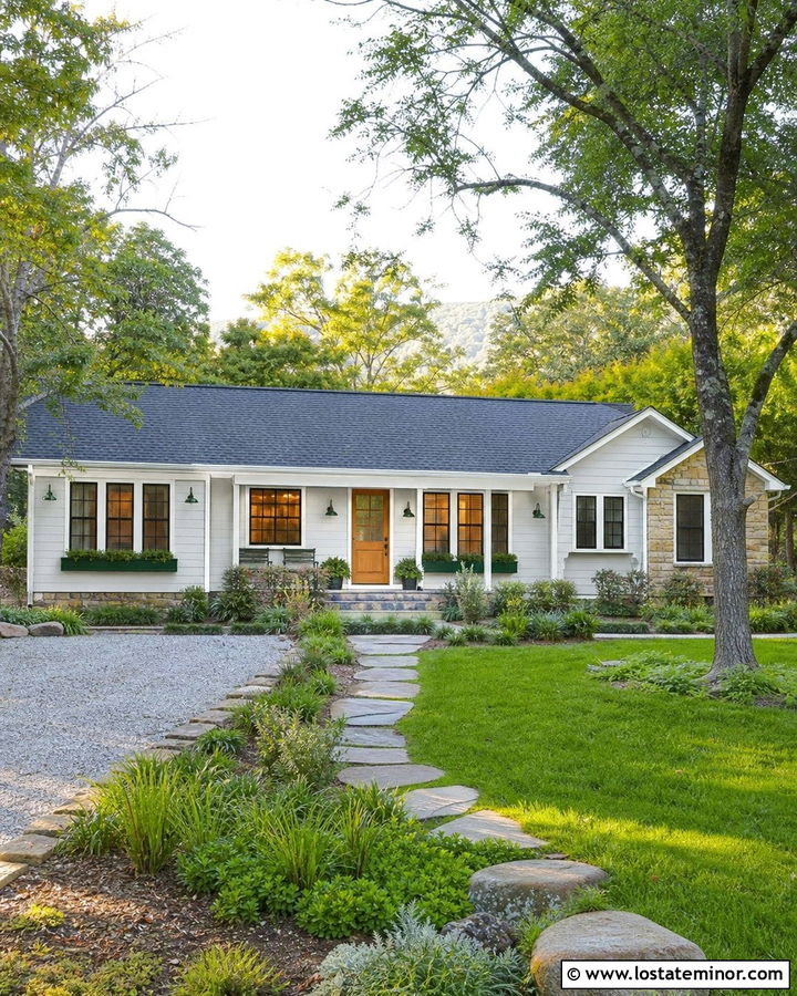 Light Grey House With Green Enamel Lights - 30 Light Grey House Design With Light Fixtures Ideas