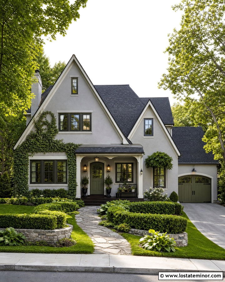 Light Grey House With Green Porch Ceiling - 30 Light Grey House Design With Porch Ceiling Ideas