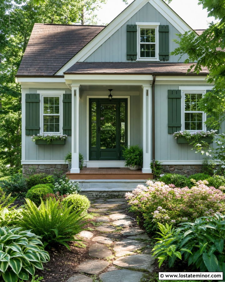 Light Grey House With Green Storm Door - 30 Light Grey House Design With Storm Door Ideas