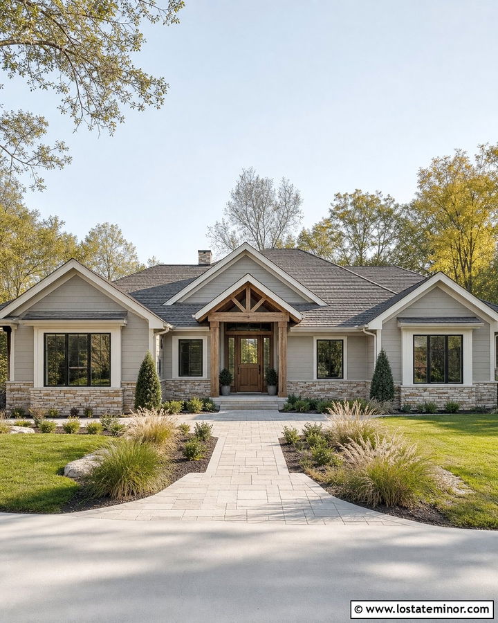 Light Grey House With Greige Stone Wainscoting - 30 Light Grey House Design With Wainscoting Ideas