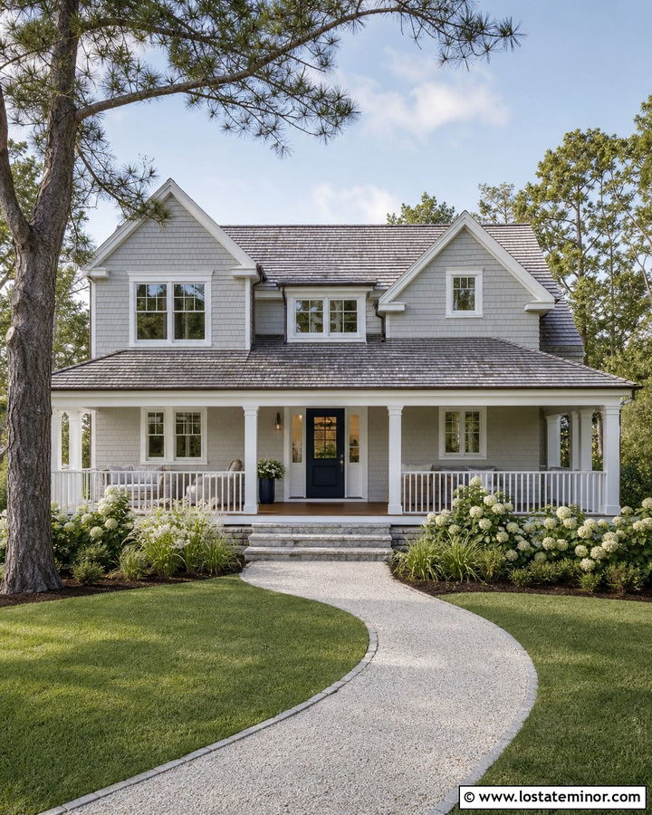 Light Grey House With Grey Cedar Shake Roof - 30 Light Grey House Design With Roof Ideas