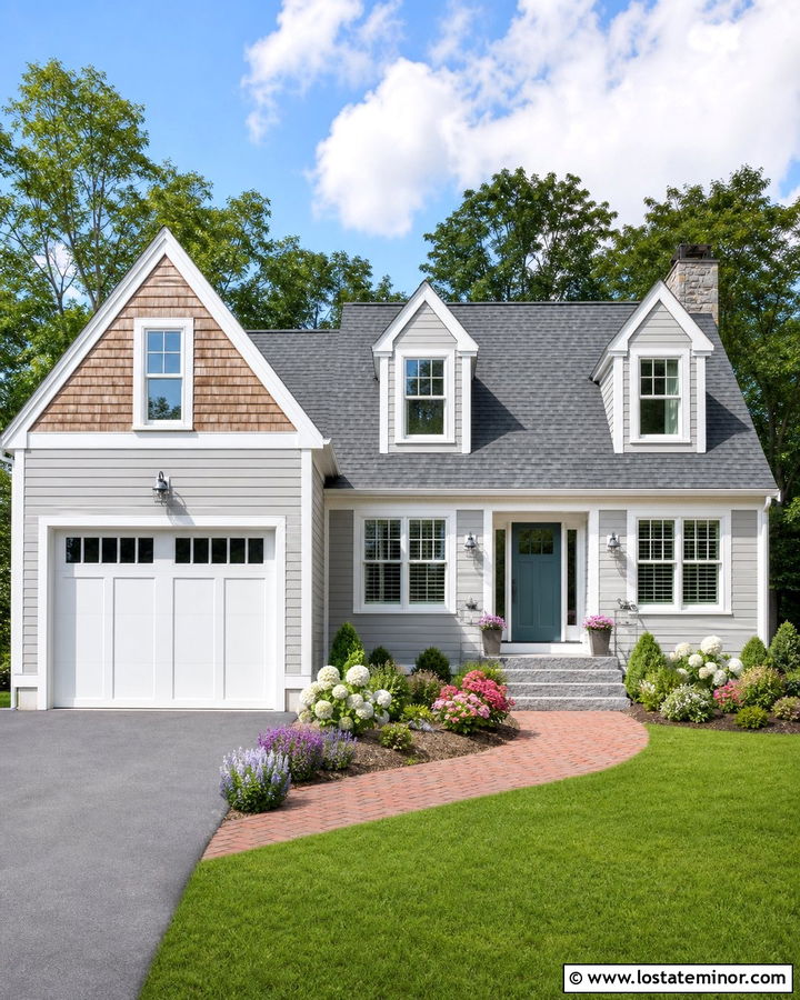 Light Grey House With Grey Roof And White Garage Door - 30 Light Grey House Design With Garage Door Ideas