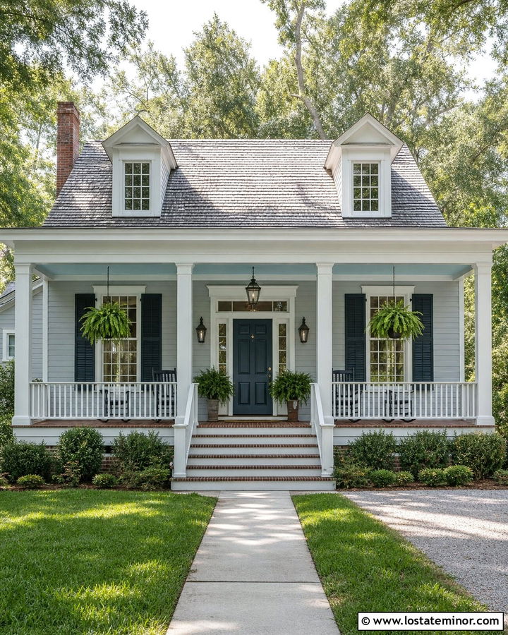 Light Grey House With Haint Blue Porch Ceiling - 30 Light Grey House Design With Porch Ceiling Ideas