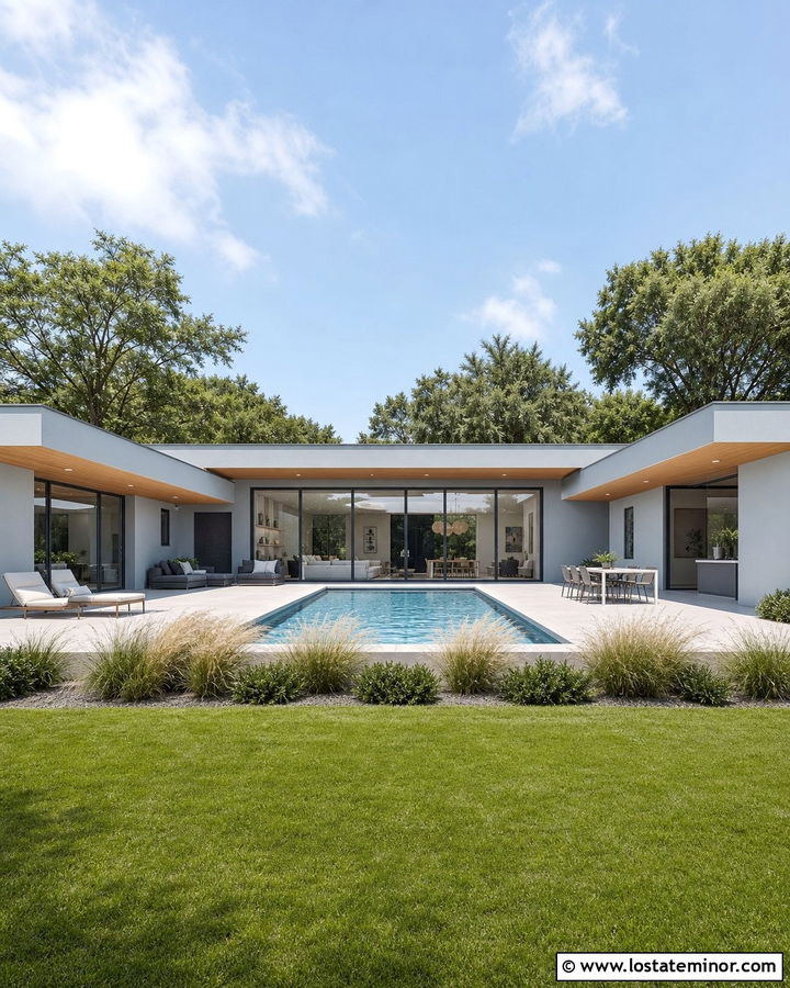 Light Grey House With Indoor Outdoor Pool - 30 Light Grey House Design With Swimming Pool Ideas