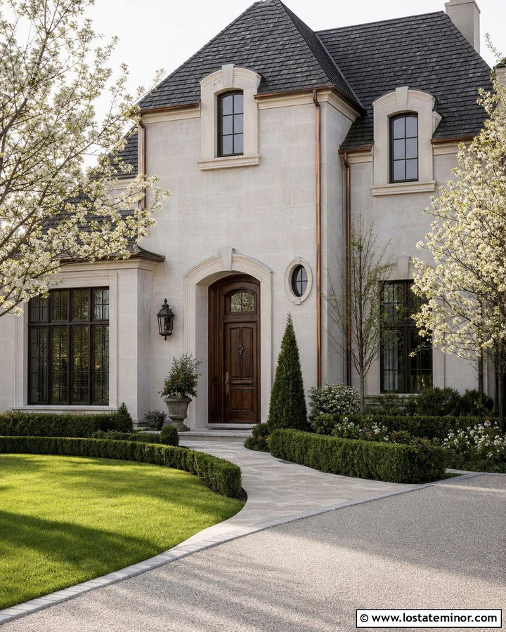 Light Grey House With Limestone Dormers - 30 Light Grey House Design With Dormers Ideas