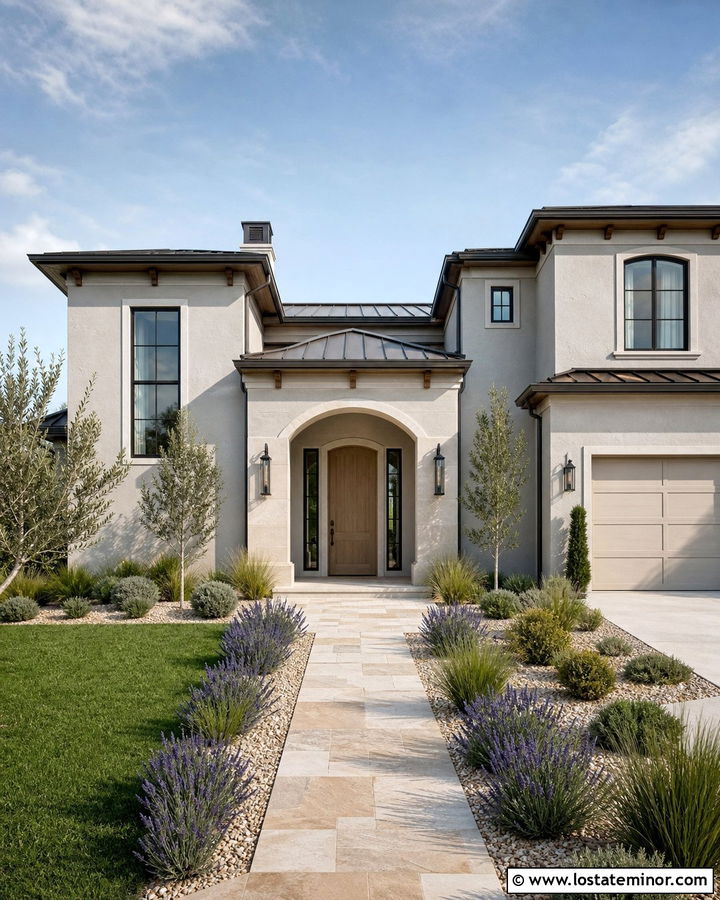 Light Grey House With Limestone Walkway - 30 Light Grey House Design With Walkway Ideas