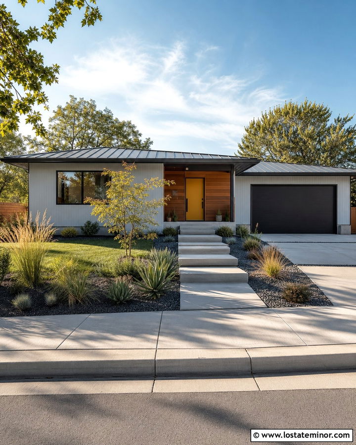 Light Grey House With Low Slope Metal Roof - 30 Light Grey House Design With Roof Ideas
