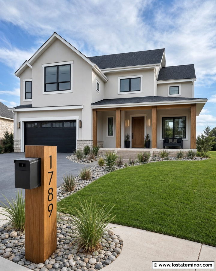 Light Grey House With Mailbox And House Numbers - 30 Light Grey House Design With Mailbox Ideas