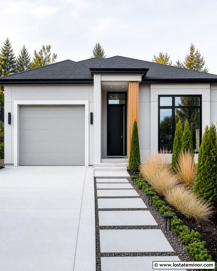 Light Grey House With Matching Grey Garage Door - 30 Light Grey House Design With Garage Door Ideas