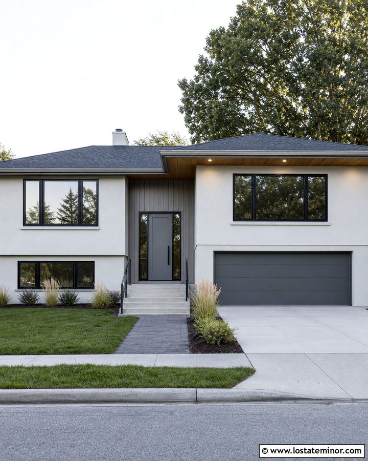 Light Grey House With Medium Grey Front Door - 30 Light Grey House Design With Entry Door Ideas