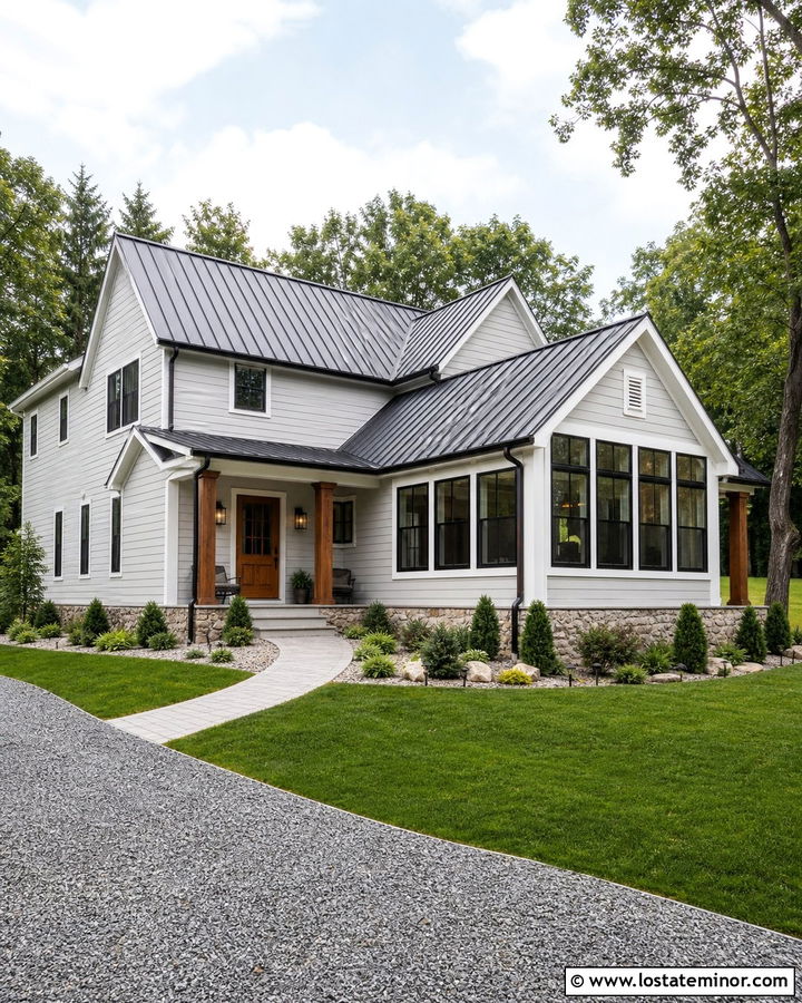 Light Grey House With Metal Roof Sunroom - 30 Light Grey House Design With Sunroom Ideas