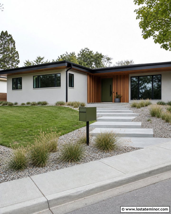Light Grey House With Mid Century Mailbox - 30 Light Grey House Design With Mailbox Ideas