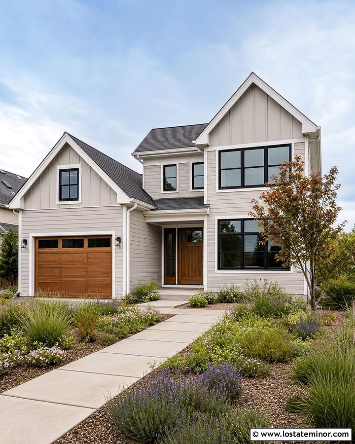 Light Grey House With Minimal Front Lawn - 30 Light Grey House Design With Front Yard Ideas