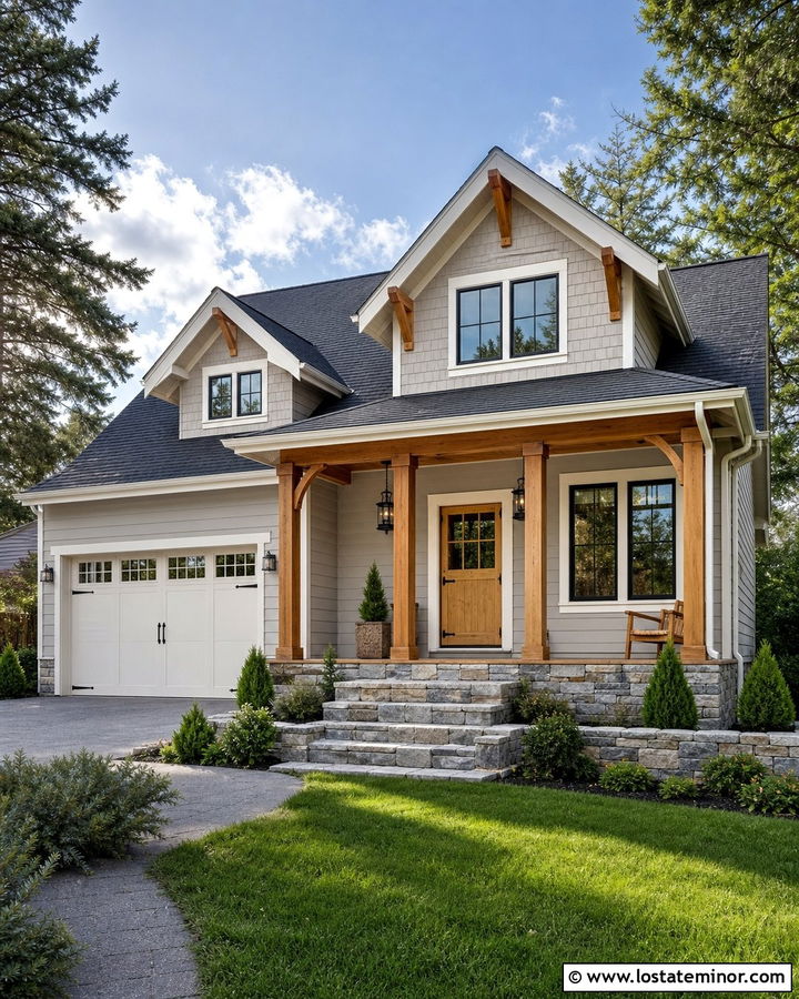 Light Grey House With Natural Cedar Dutch Door - 30 Light Grey House Design With Dutch Door Ideas