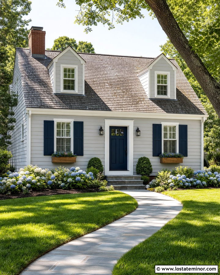 Light Grey House With Navy Blue Front Door - 30 Light Grey House Design With Front Door Ideas