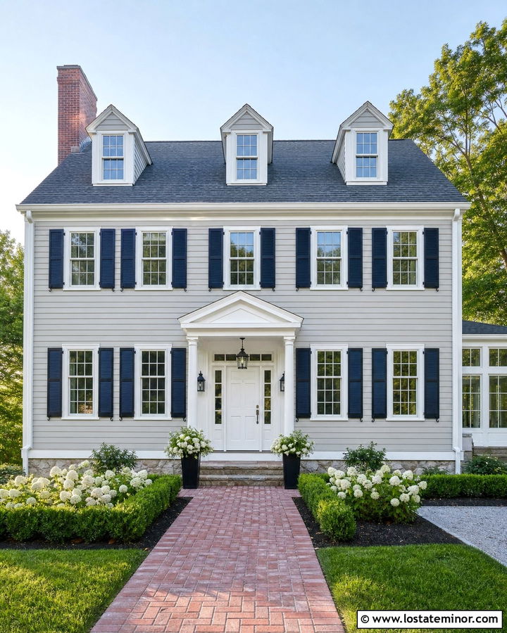 Light Grey House With Navy Light Fixtures - 30 Light Grey House Design With Light Fixtures Ideas