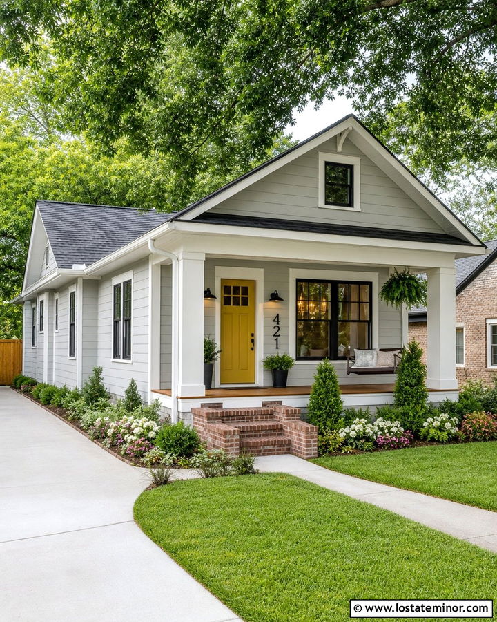 Light Grey House With Numbers And Yellow Door - 30 Light Grey House Design With House Numbers Ideas
