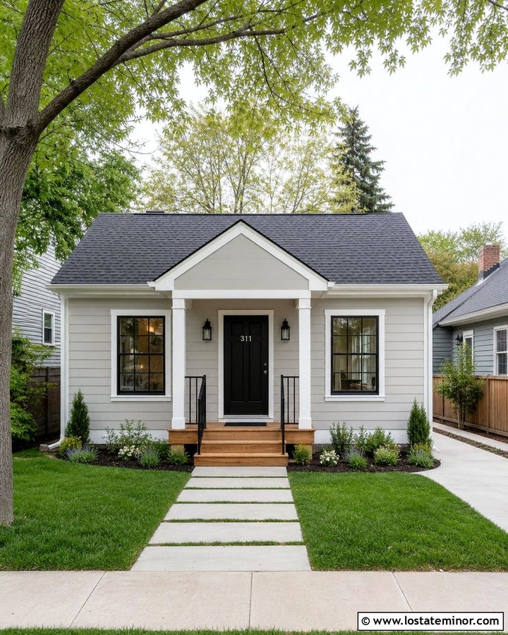 Light Grey House With Numbers On Black Door - 30 Light Grey House Design With House Numbers Ideas