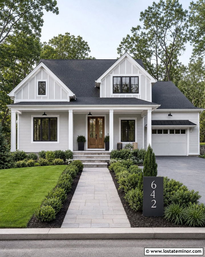 Light Grey House With Numbers On Planter Box - 30 Light Grey House Design With House Numbers Ideas