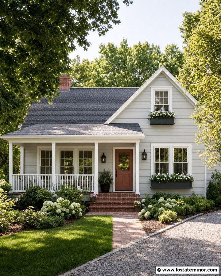 Light Grey House With Painted Wood Porch Ceiling - 30 Light Grey House Design With Porch Ceiling Ideas