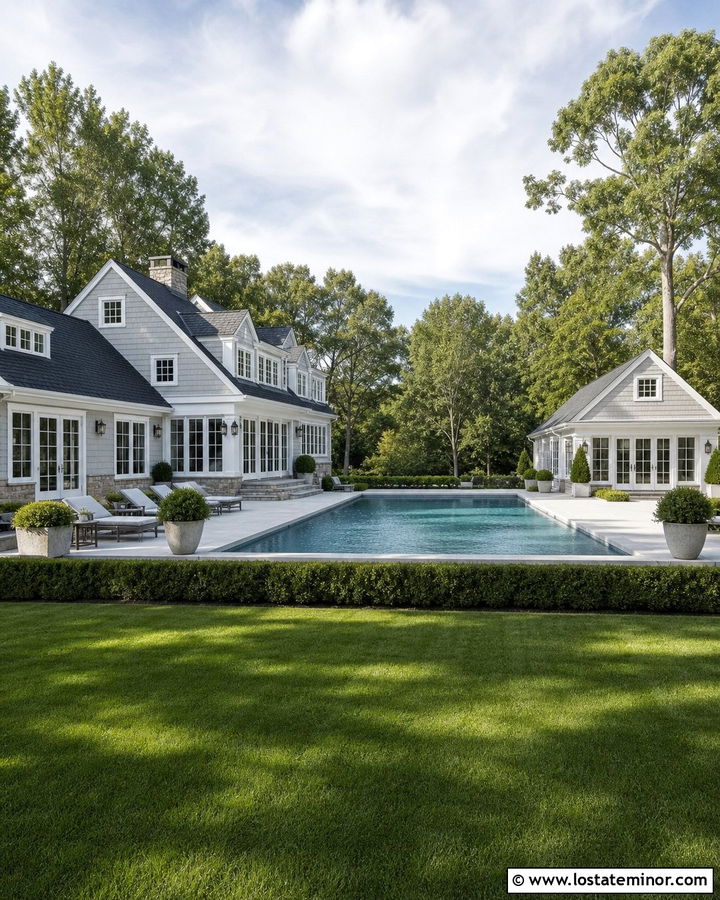 Light Grey House With Pool House - 30 Light Grey House Design With Swimming Pool Ideas