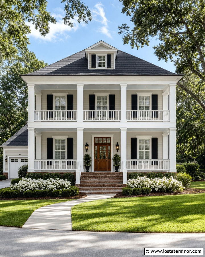 Light Grey House With Porch Ceiling Lights - 30 Light Grey House Design With Lighting Ideas