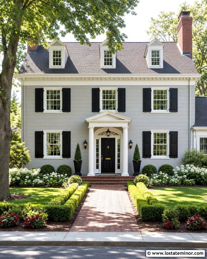 Light Grey House With Red Brick Walkway - 30 Light Grey House Design With Walkway Ideas