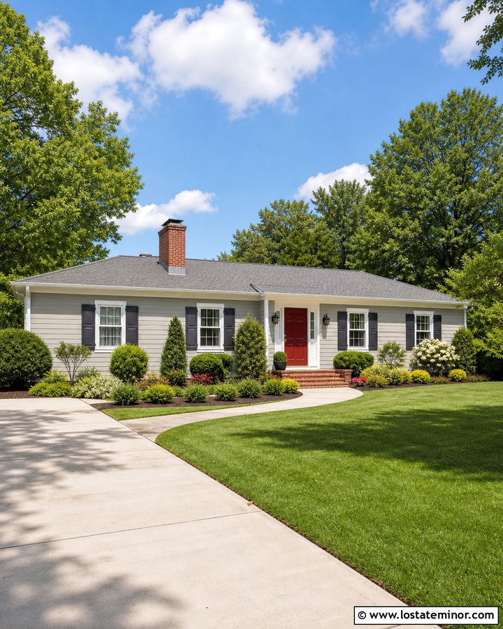 Light Grey House With Red Front Door - 30 Light Grey House Design With Front Door Ideas