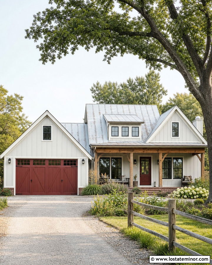 Light Grey House With Red Garage Door - 30 Light Grey House Design With Garage Door Ideas