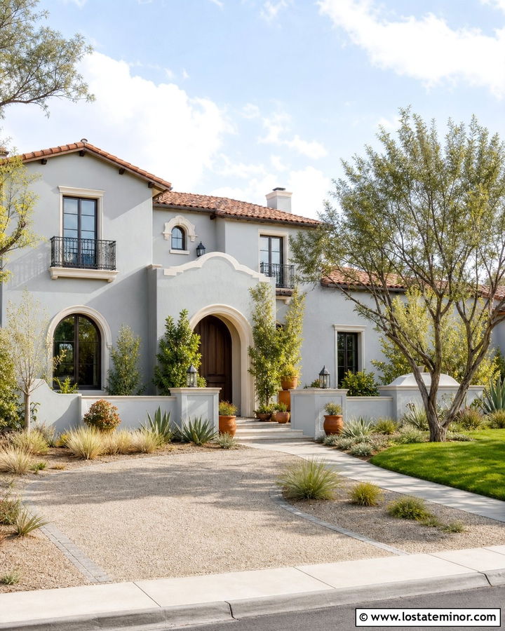 Light Grey House With Resin Bound Gravel Driveway - 30 Light Grey House Design With Driveway Ideas