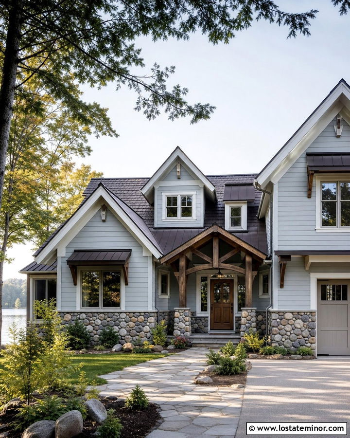 Light Grey House With River Rock Wainscoting - 30 Light Grey House Design With Wainscoting Ideas