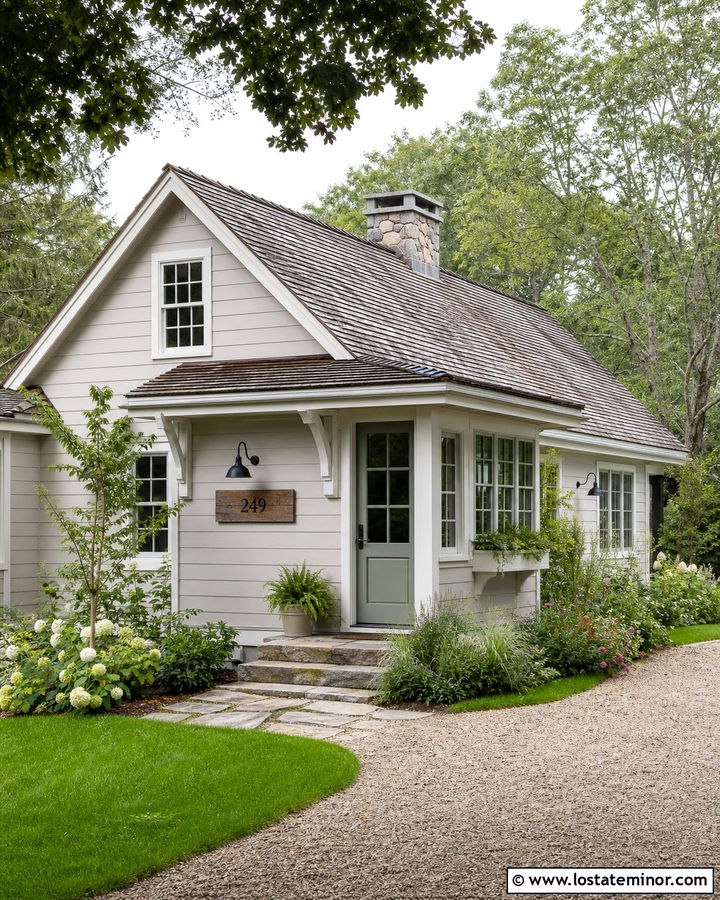 Light Grey House With Rustic Metal Numbers - 30 Light Grey House Design With House Numbers Ideas