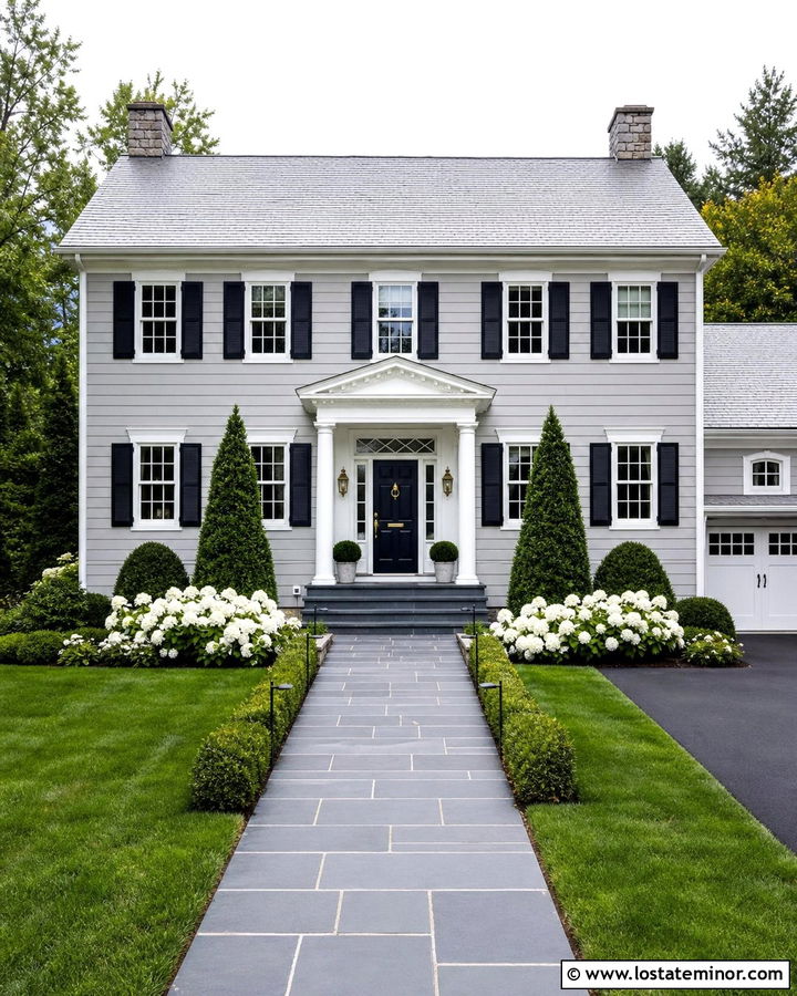 Light Grey House With Slate Walkway - 30 Light Grey House Design With Walkway Ideas