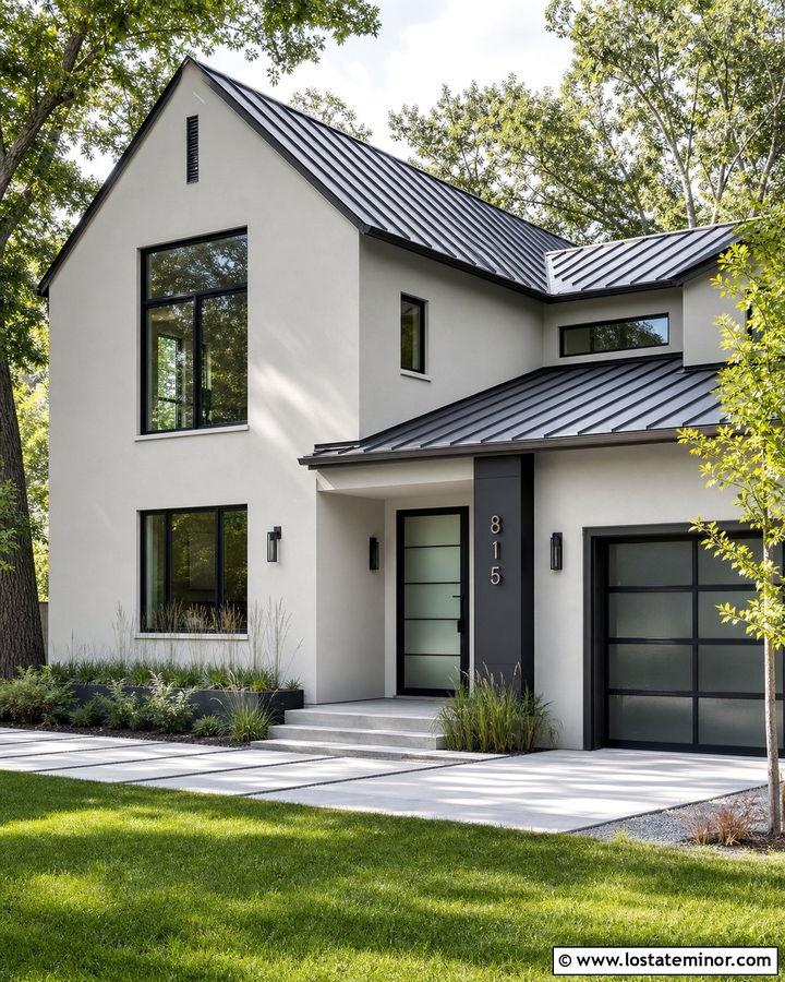 Light Grey House With Stainless Steel Numbers - 30 Light Grey House Design With House Numbers Ideas