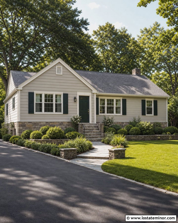 Light Grey House With Stone Foundation - 30 Light Grey House Design With Stone Accents Ideas