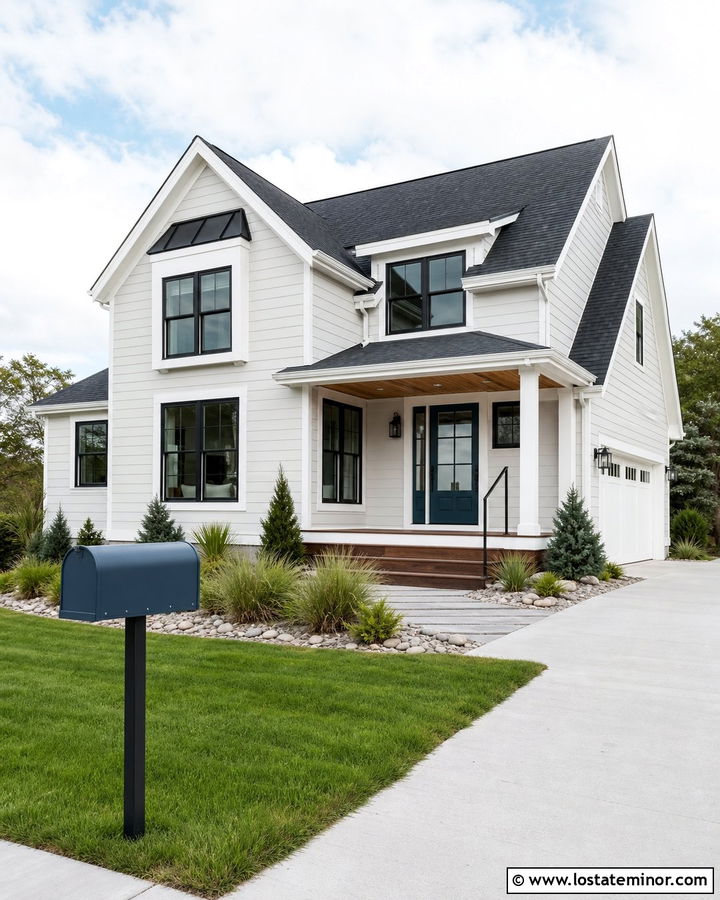 Light Grey House With Teal Mailbox - 30 Light Grey House Design With Mailbox Ideas