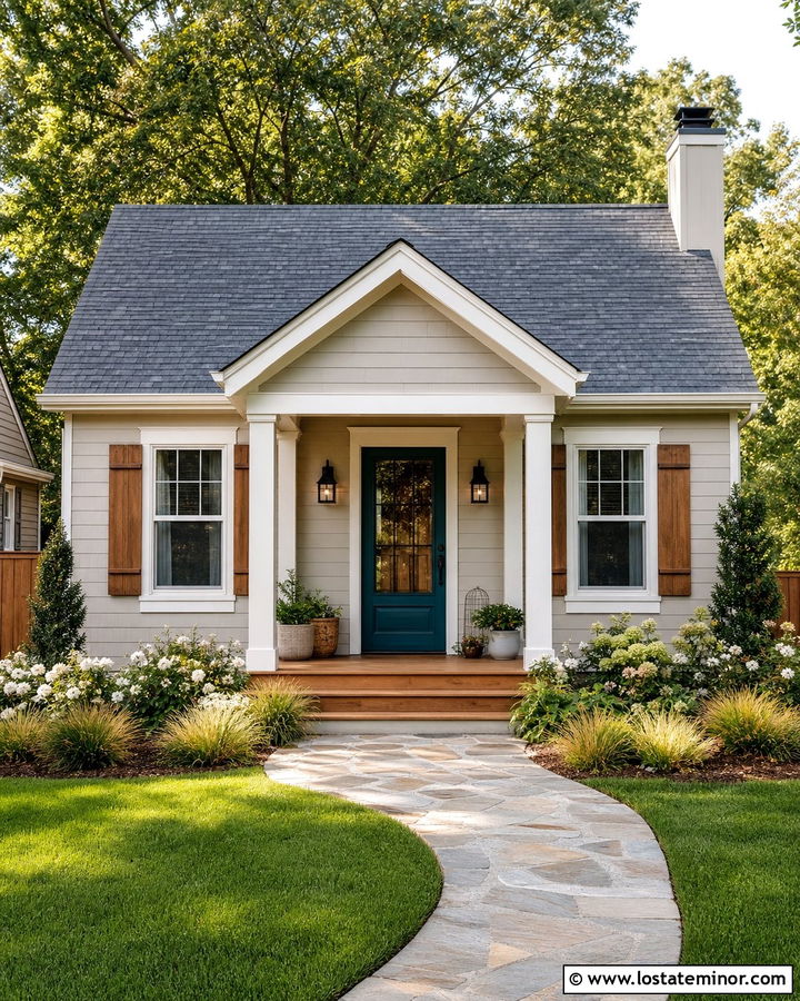 Light Grey House With Teal Storm Door - 30 Light Grey House Design With Storm Door Ideas