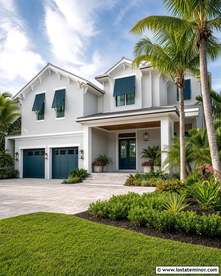 Light Grey House With Tropical Landscaping - 30 Light Grey House Design With Landscaping Ideas
