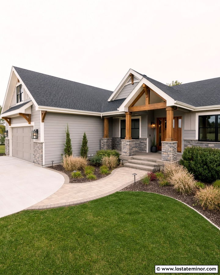 Light Grey House With Wainscoting And Wood Columns - 30 Light Grey House Design With Wainscoting Ideas