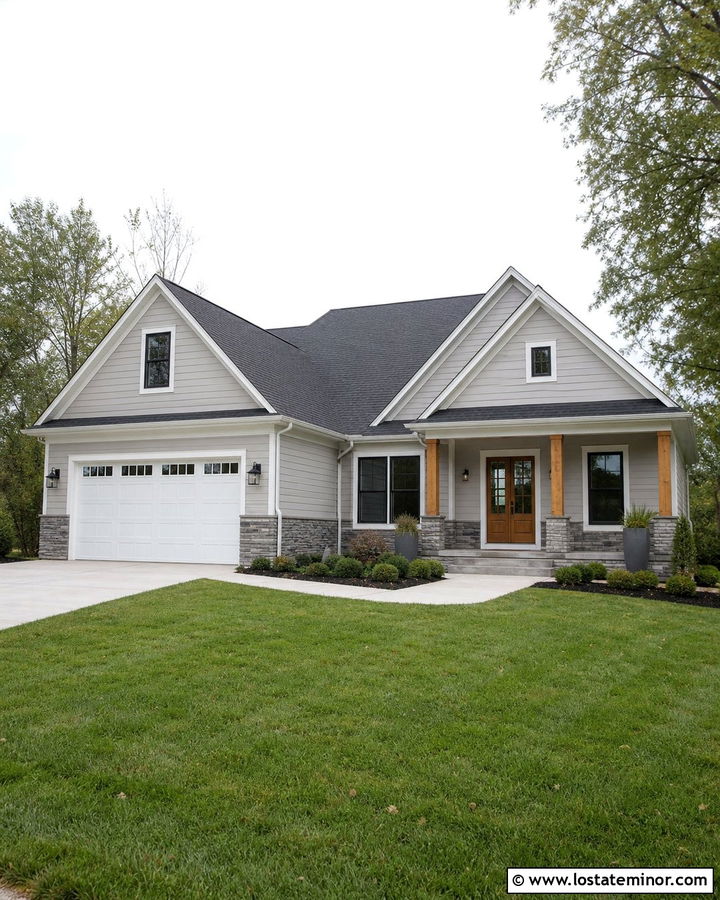 Light Grey House With Wainscoting Around The Garage - 30 Light Grey House Design With Wainscoting Ideas